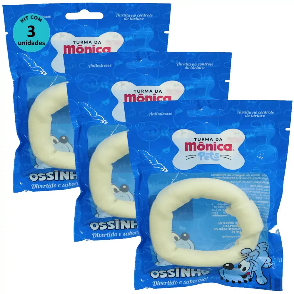 Osso Donut 4-5 Turma da Mônica Pets Contém 1 unidade Kit Com 3