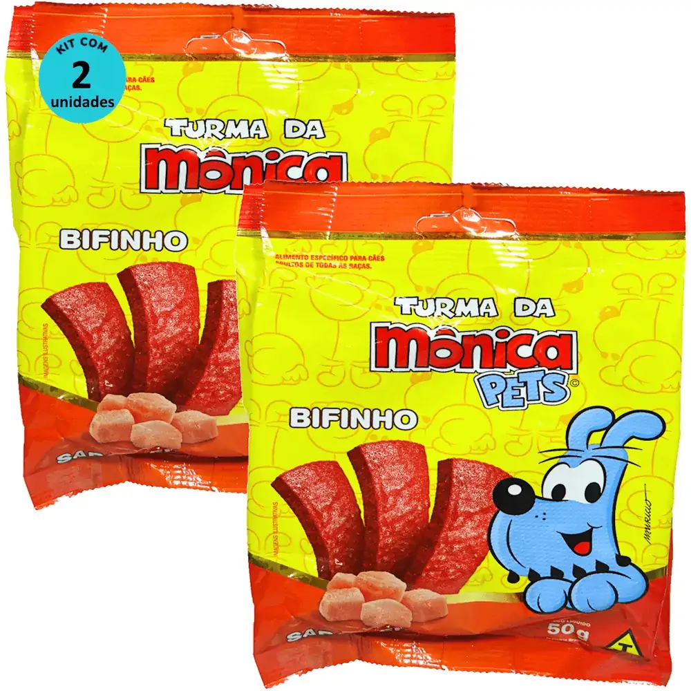 Petisco Turma da Mônica Pets Bifinho Para Cães Adultos Sabor Frango 50g Kit Com 2