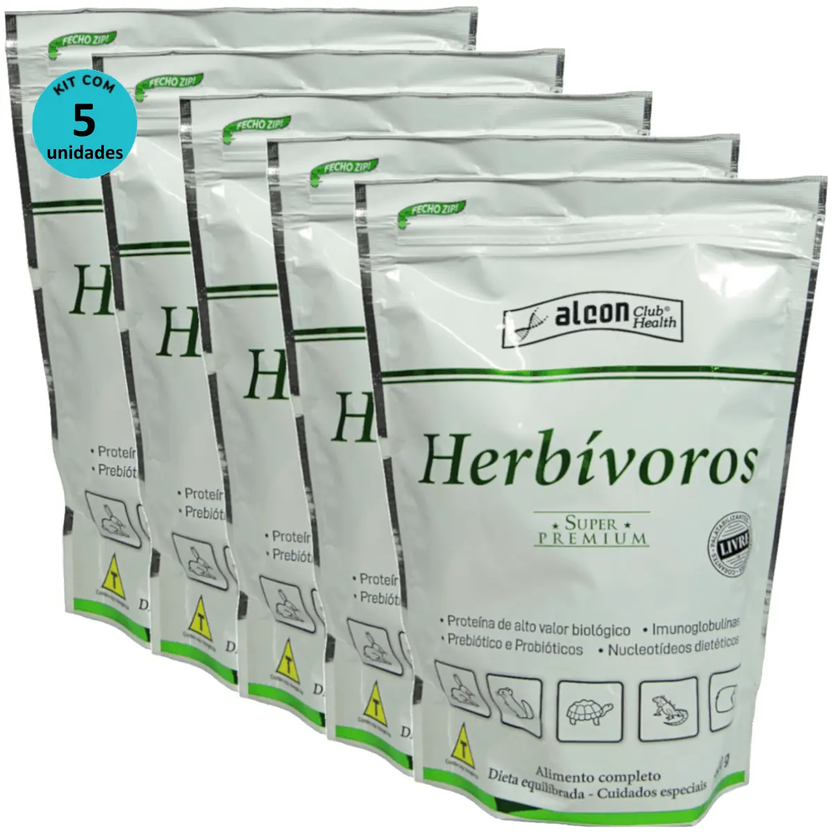 Alcon Club Health Herbívoros 500g Super Premium Kit Com 5 unidades