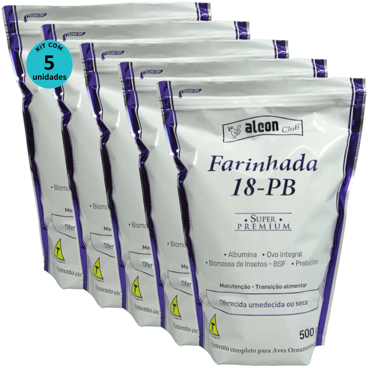 Alcon Club Farinhada 18-PB 500g Super Premium Para Aves Ornamentais Kit Com 5
