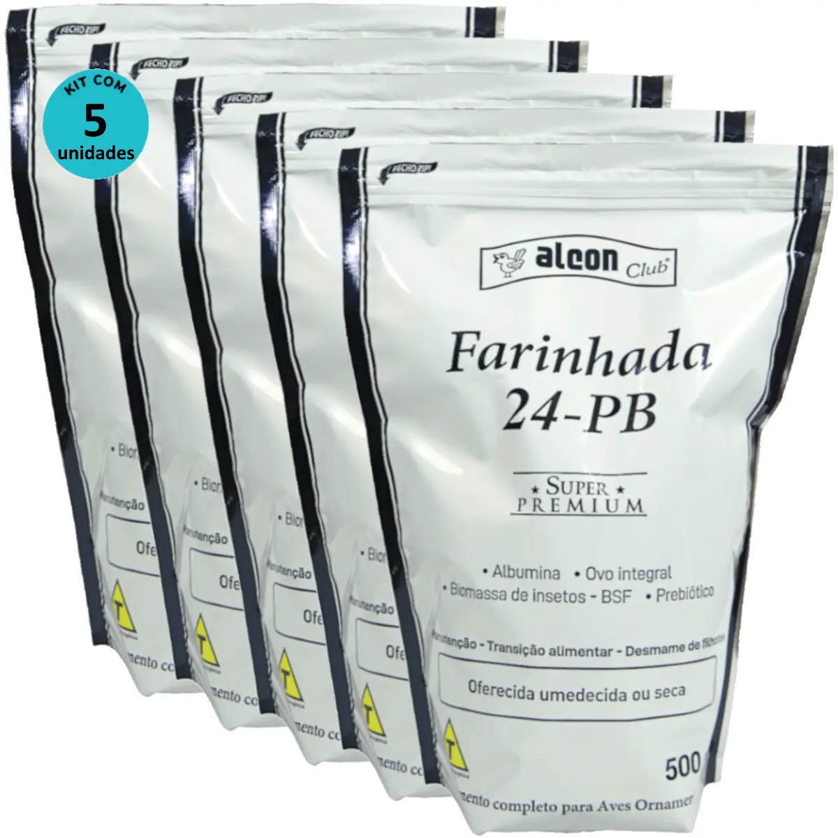 Alcon Club Farinhada 24-PB 500g Super Premium Para Aves Ornamentais Kit Com 5