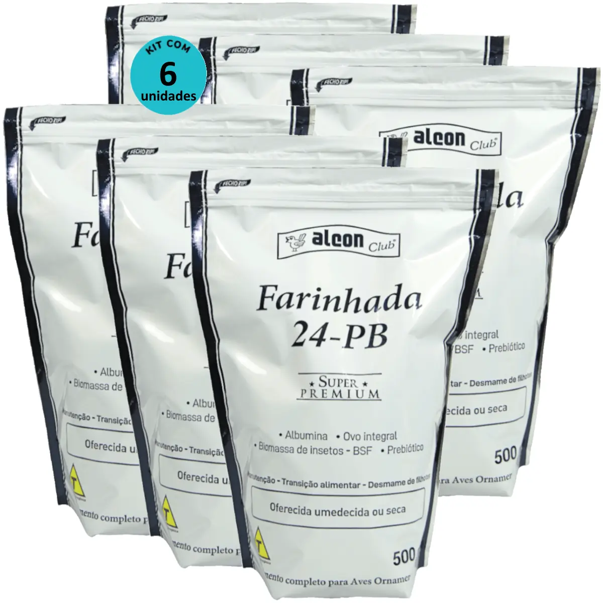 Alcon Club Farinhada 24-PB 500g Super Premium Para Aves Ornamentais Kit Com 6