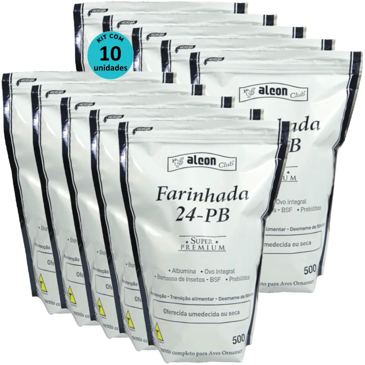 Alcon Club Farinhada 24-PB 500g Super Premium Para Aves Ornamentais Kit Com 10