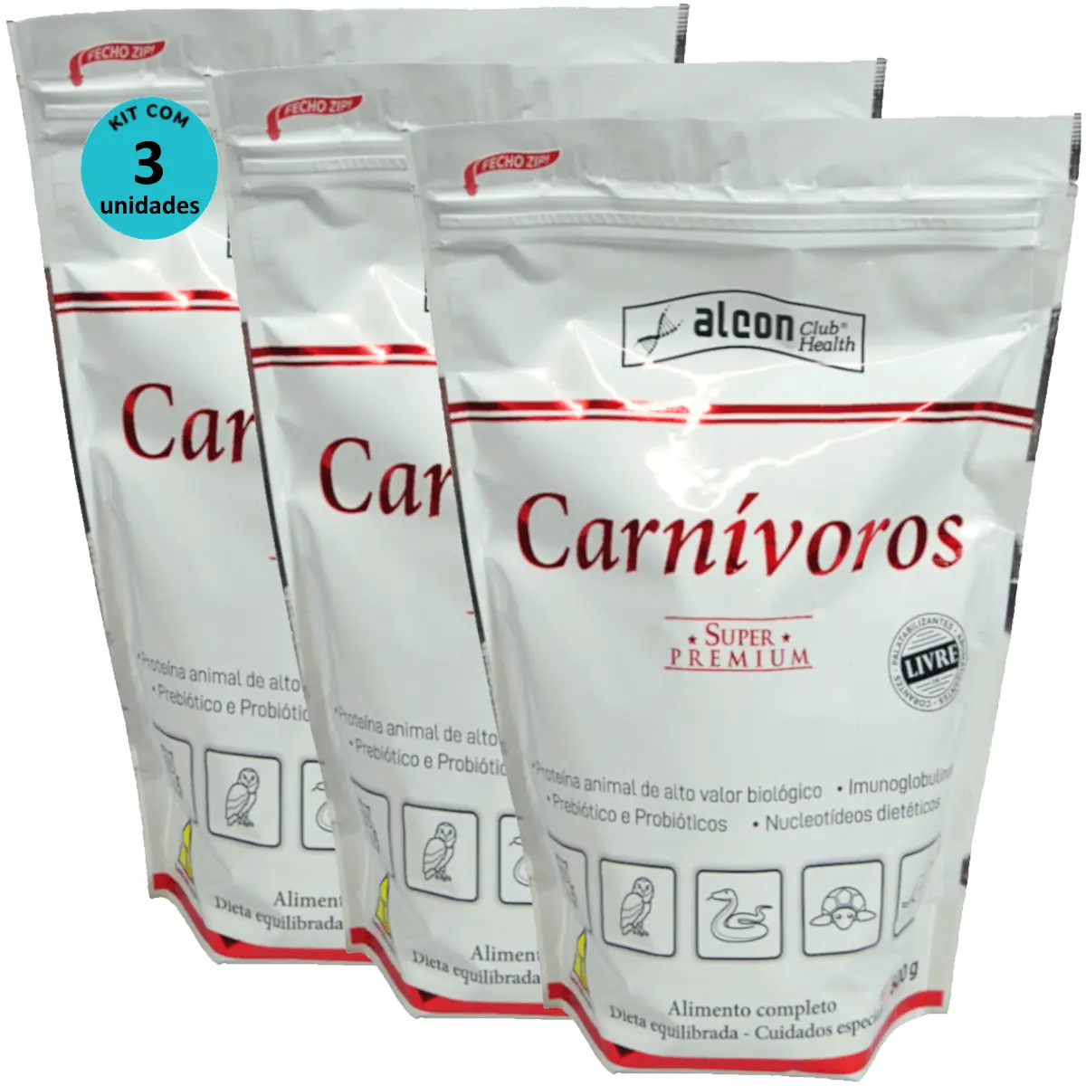 Alcon Club Health Carnívoros 500g Super Premium Kit Com 3 unidades