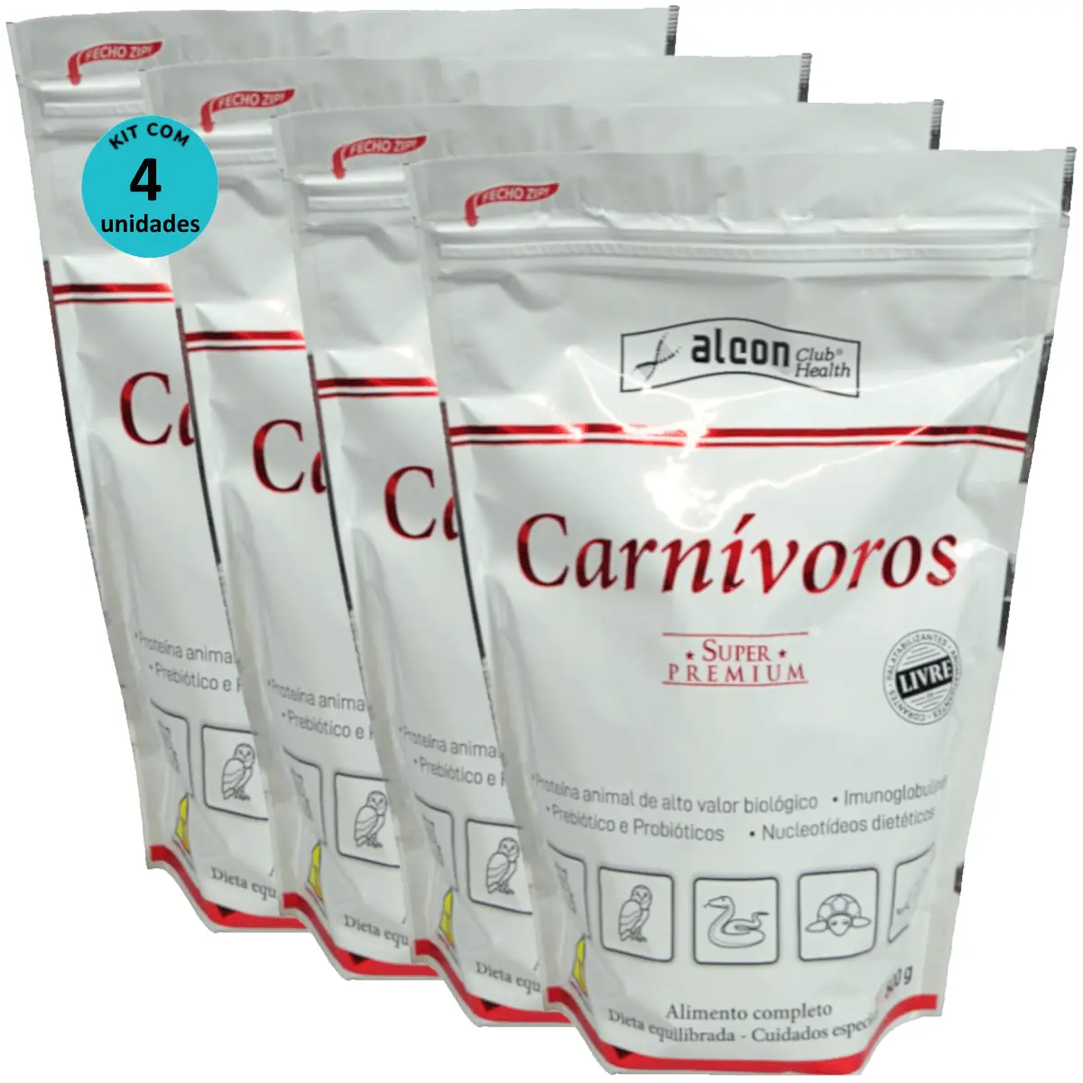Alcon Club Health Carnívoros 500g Super Premium Kit Com 4 unidades