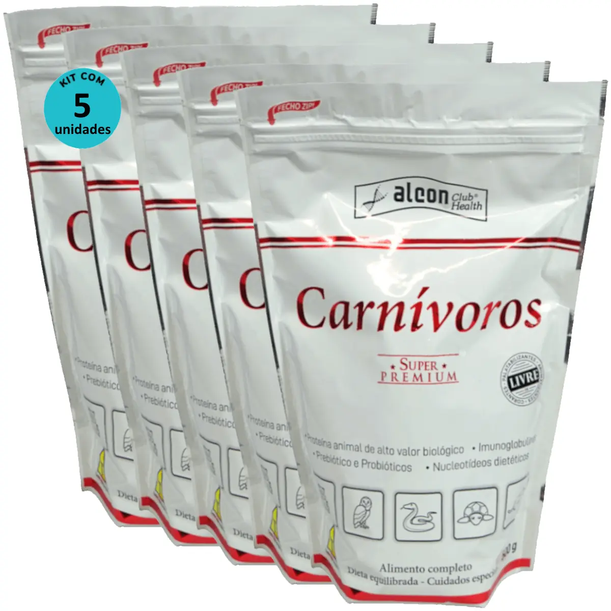 Alcon Club Health Carnívoros 500g Super Premium Kit Com 5 unidades