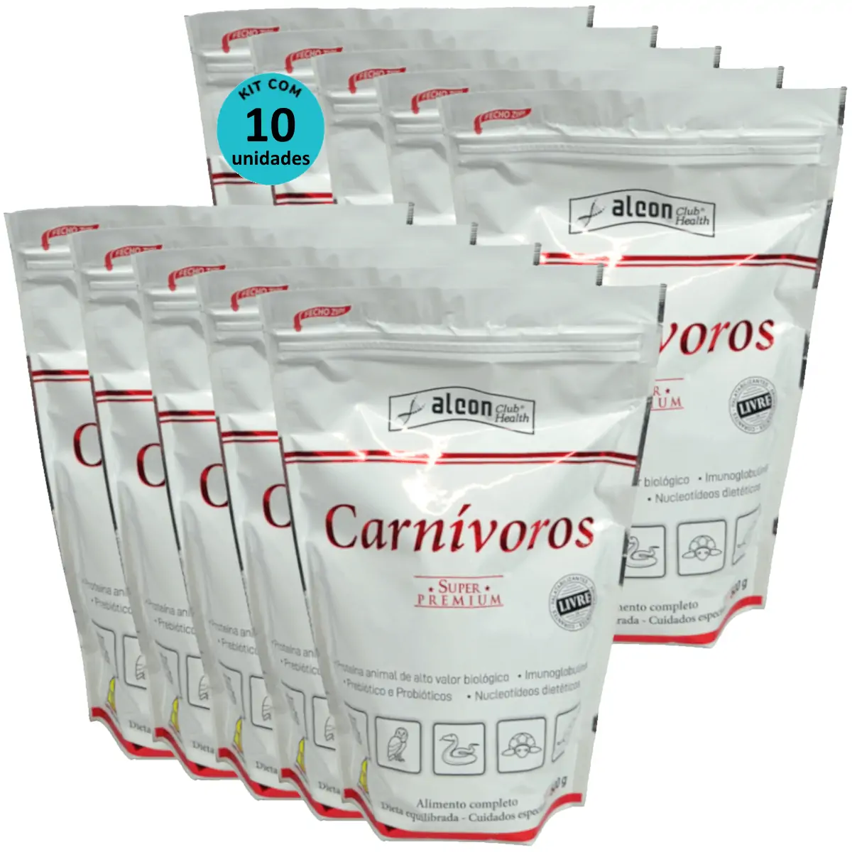 Alcon Club Health Carnívoros 500g Super Premium Kit Com 10 unidades