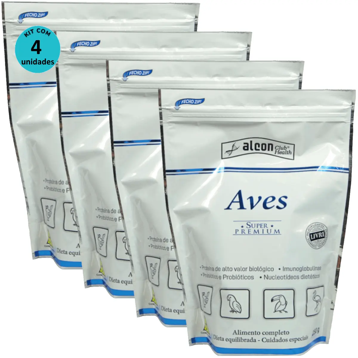 Alcon Club Health Aves 250g Super Premium Kit Com 4 unidades