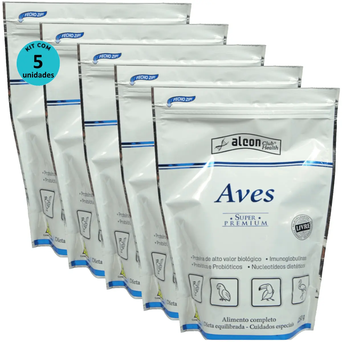 Alcon Club Health Aves 250g Super Premium Kit Com 5 unidades