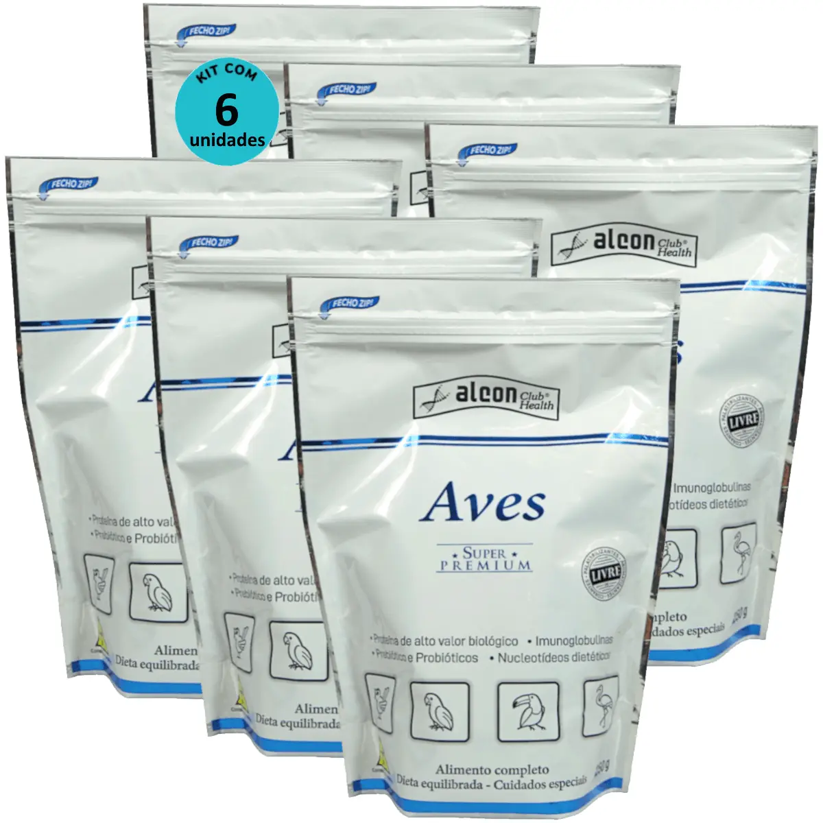 Alcon Club Health Aves 250g Super Premium Kit Com 6 unidades