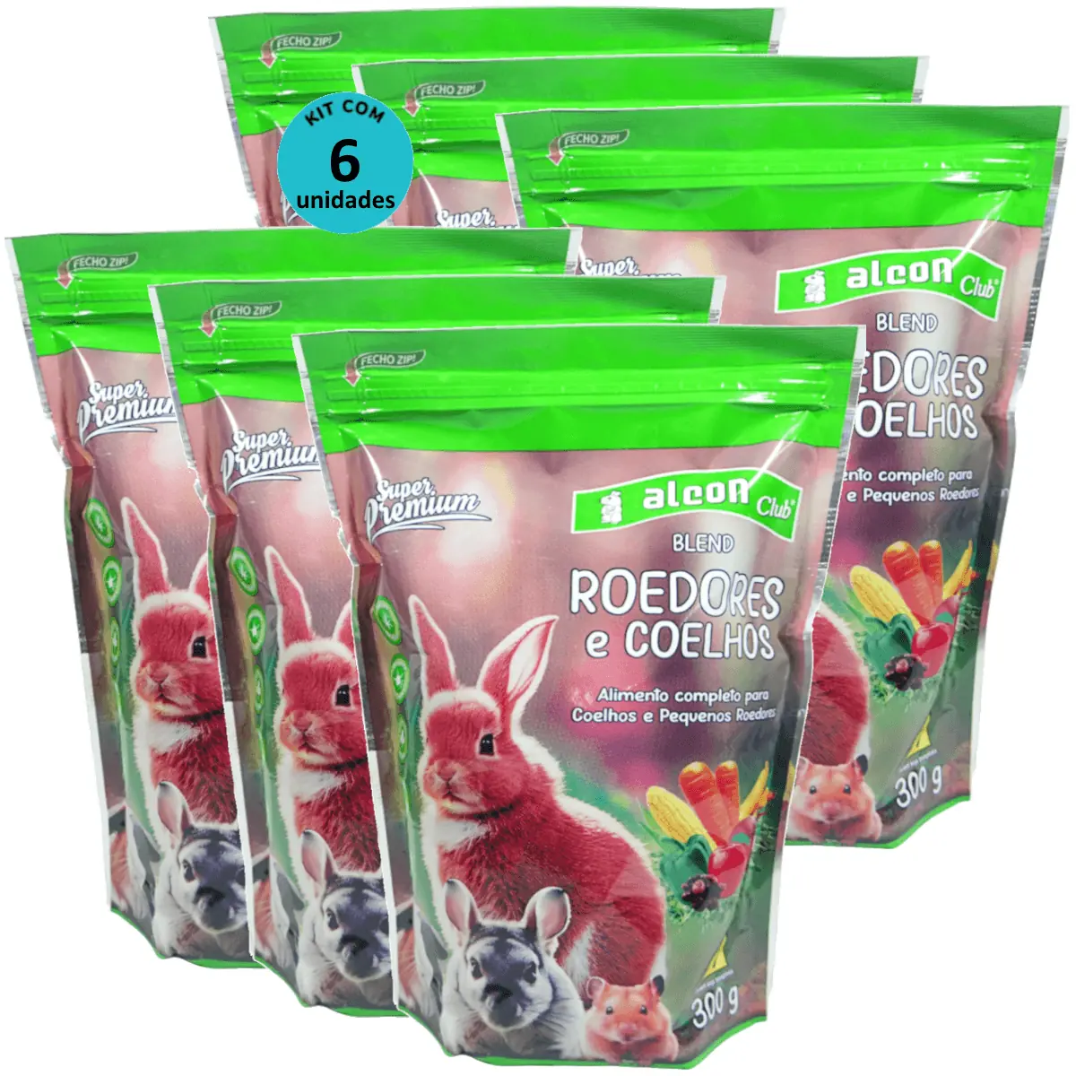 Alcon Club Blend Roedores e Coelhos 300g Super Premium Kit Com 6