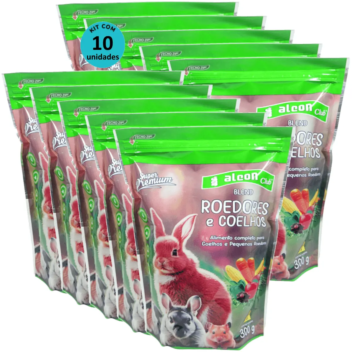 Alcon Club Blend Roedores e Coelhos 300g Super Premium Kit Com 10