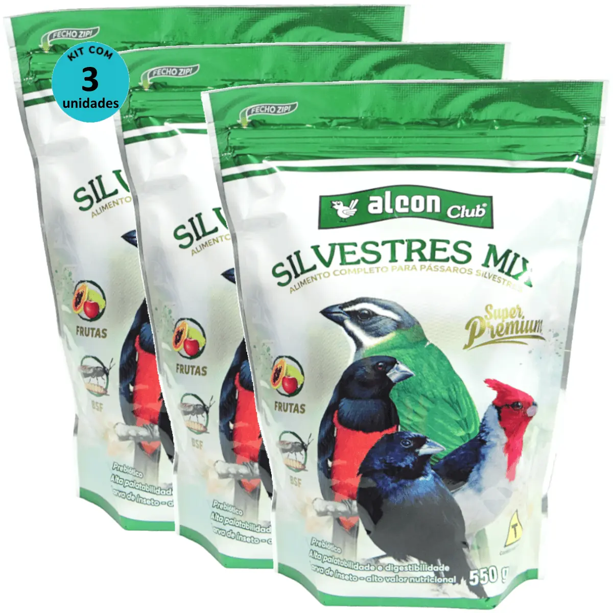 Alcon Club Silvestres Mix 550g Super Premium Kit Com 3 unidades