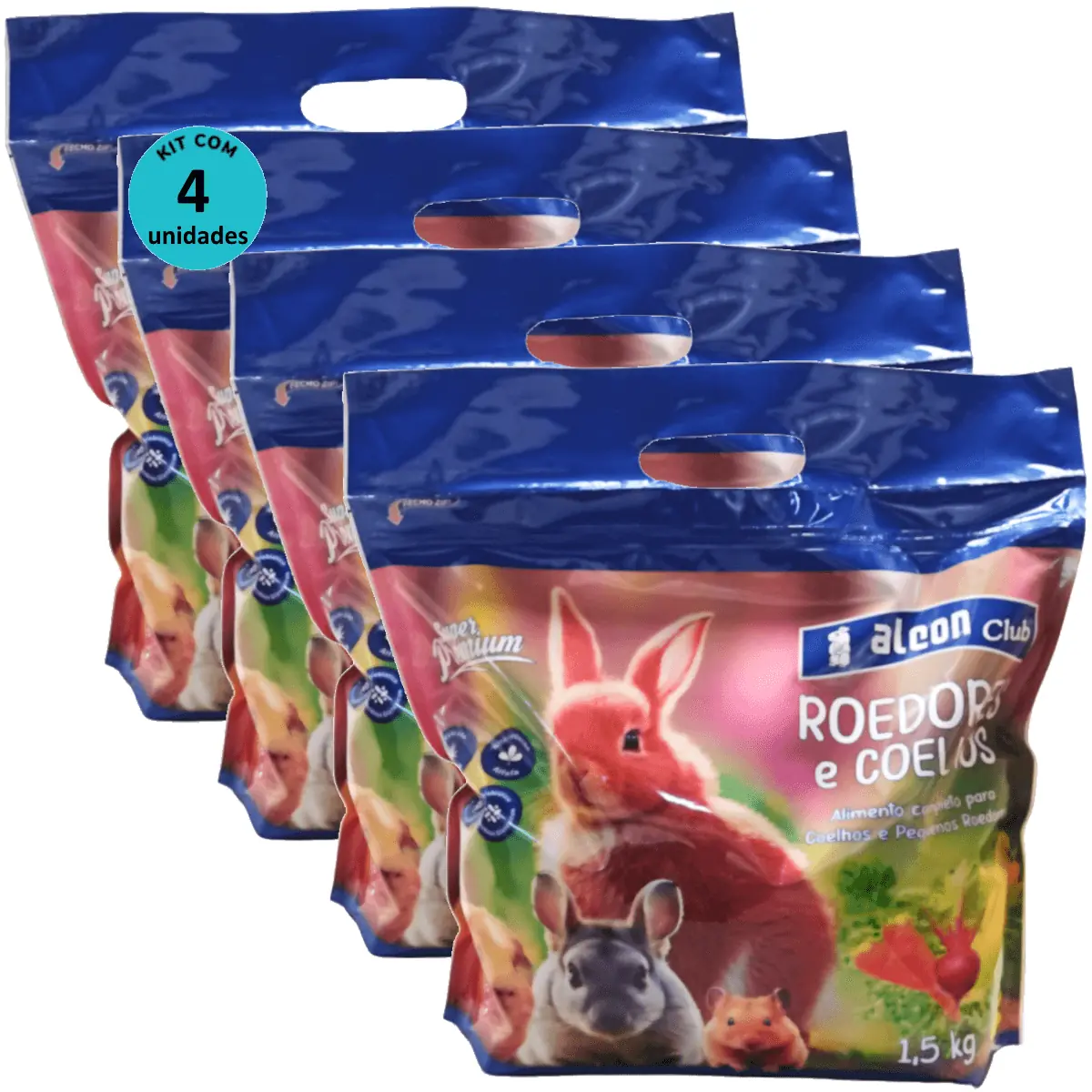 Alcon Club Roedores e Coelhos 1,5Kg Super Premium Kit Com 4