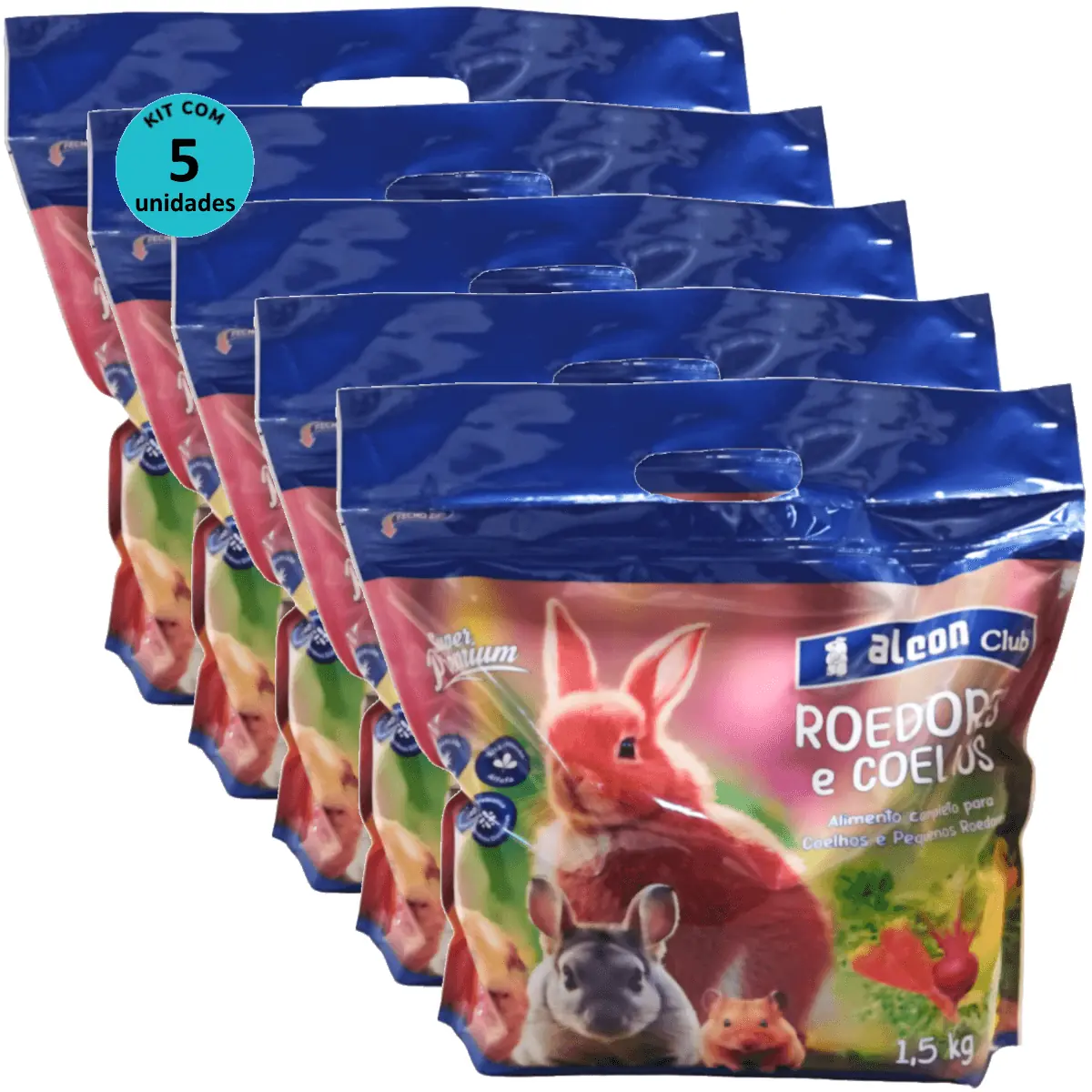 Alcon Club Roedores e Coelhos 1,5Kg Super Premium Kit Com 5