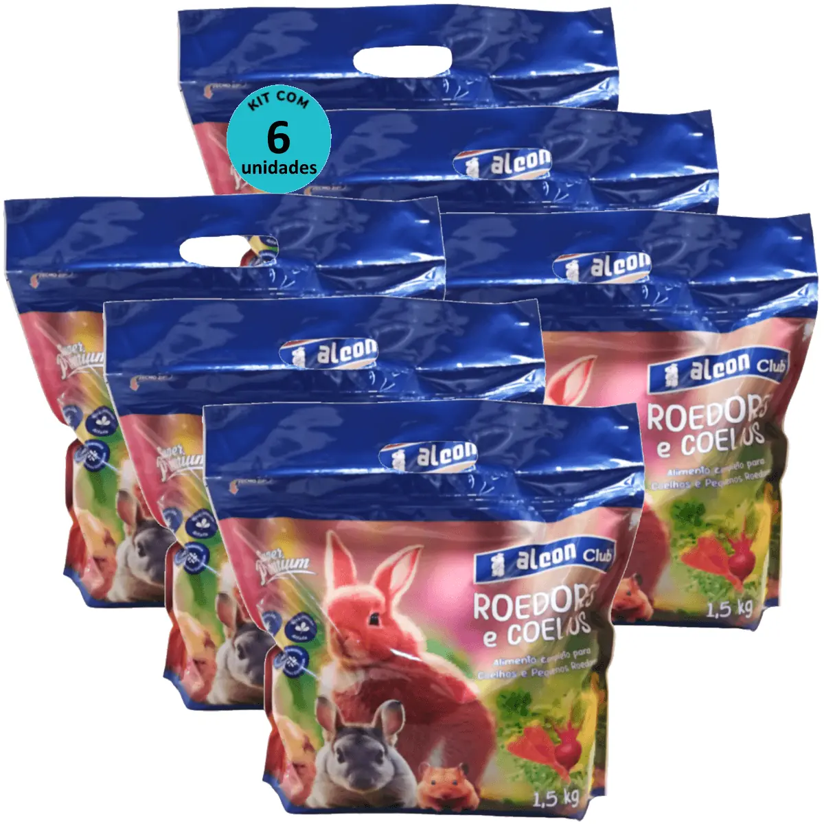 Alcon Club Roedores e Coelhos 1,5Kg Super Premium Kit Com 6