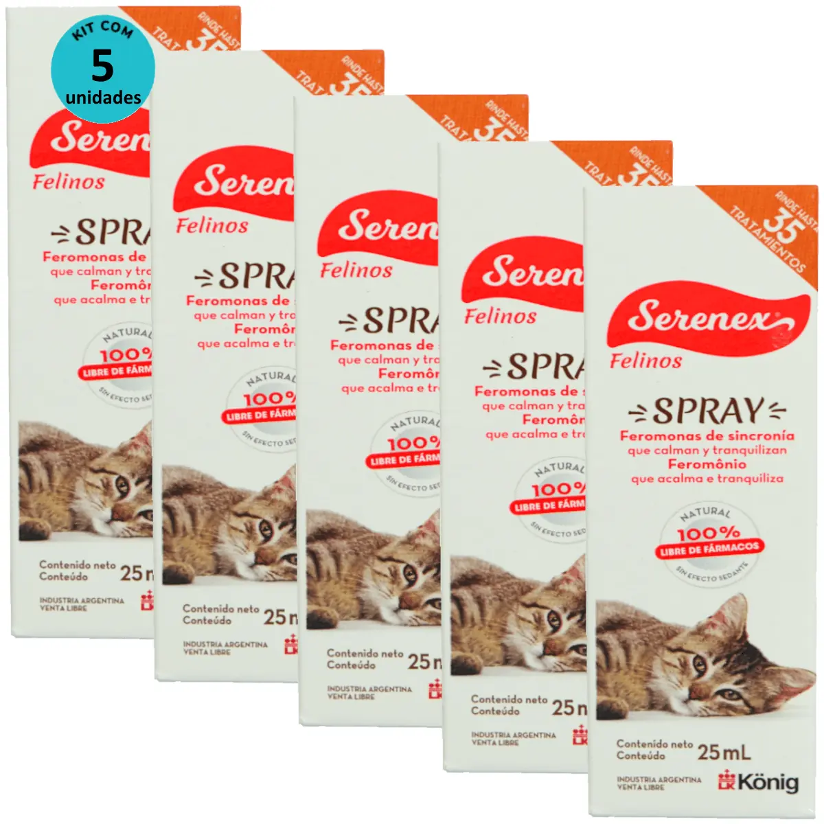 Serenex Spray 25ml Para Gatos Kit Com 5 unidades
