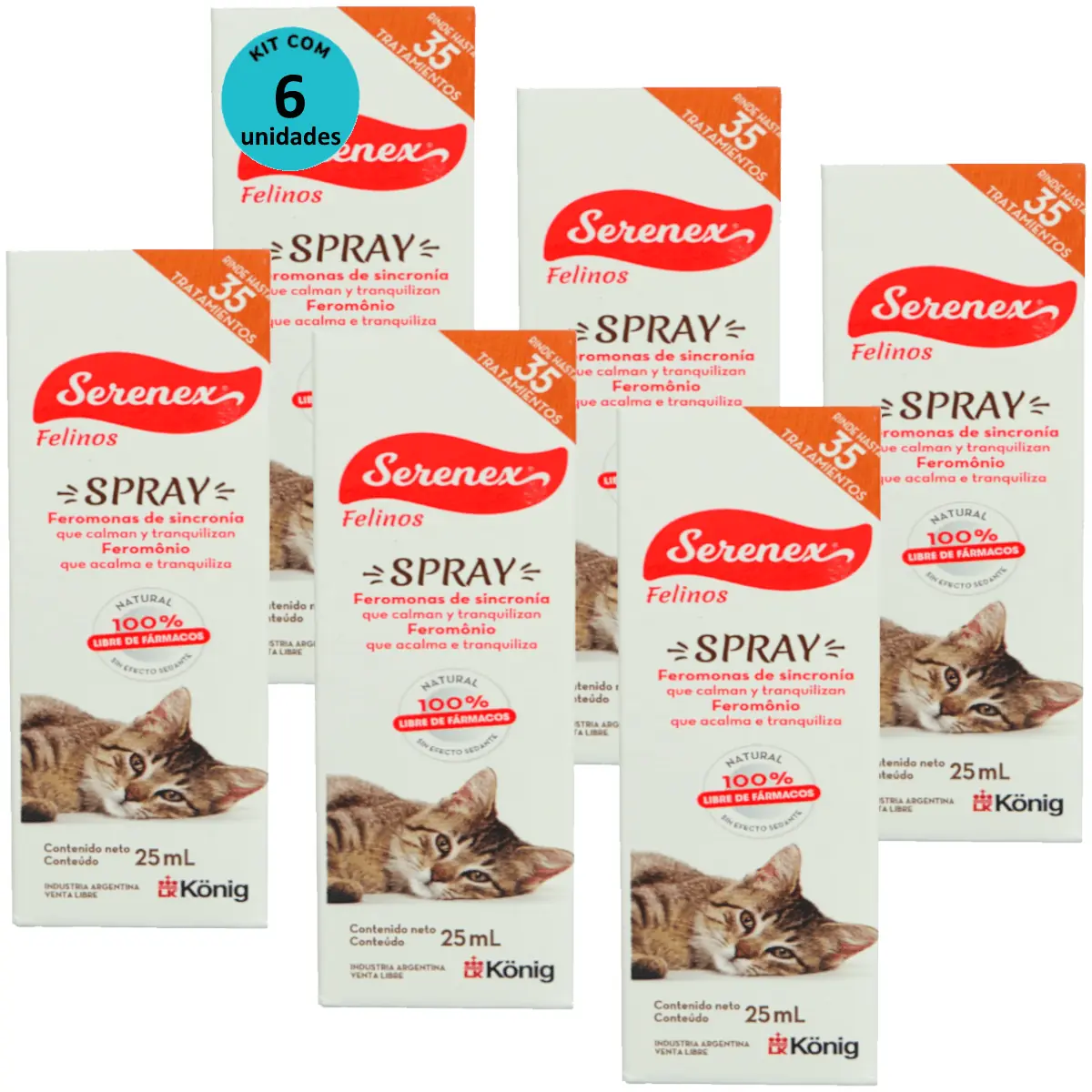 Serenex Spray 25ml Para Gatos Kit Com 6 unidades