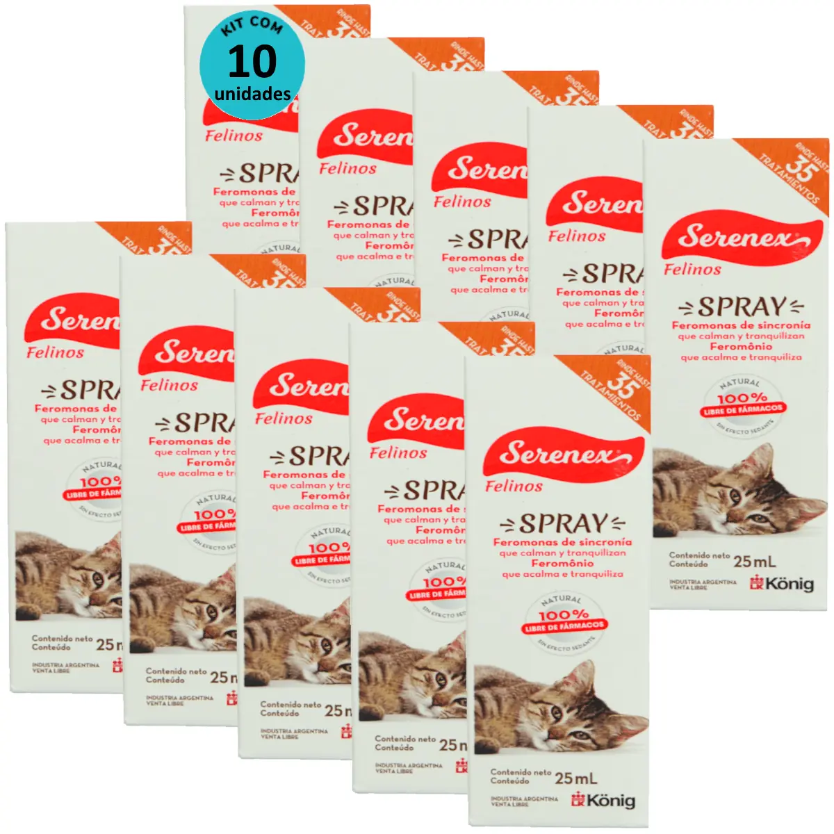 Serenex Spray 25ml Para Gatos Kit Com 10 unidades