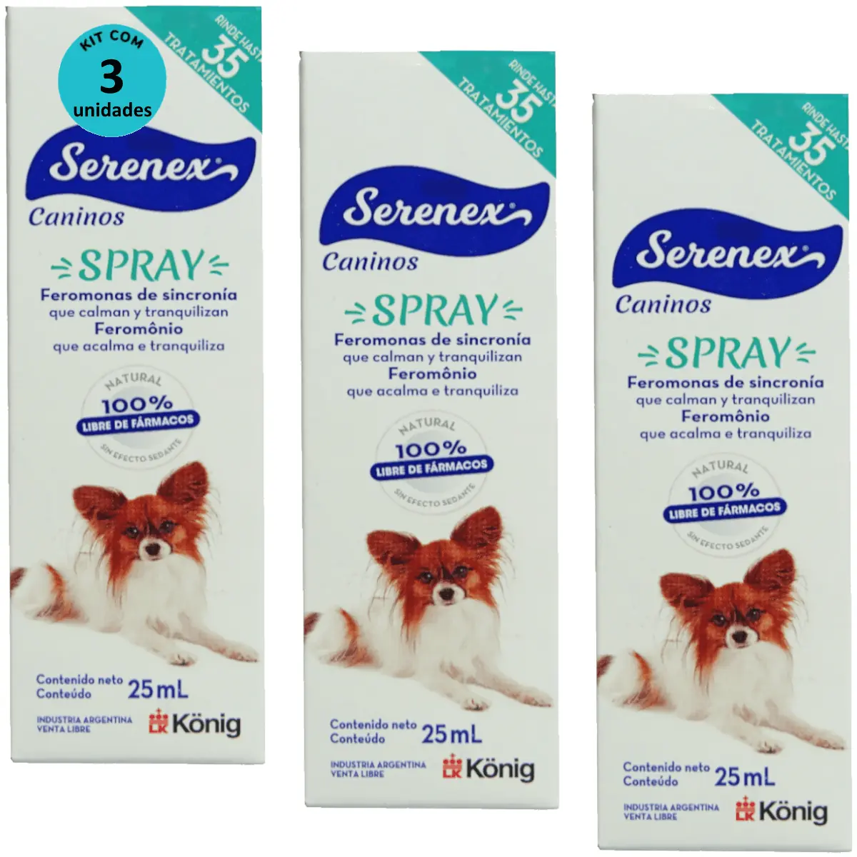 Serenex Spray 25ml Para Cães Kit Com 3 unidades