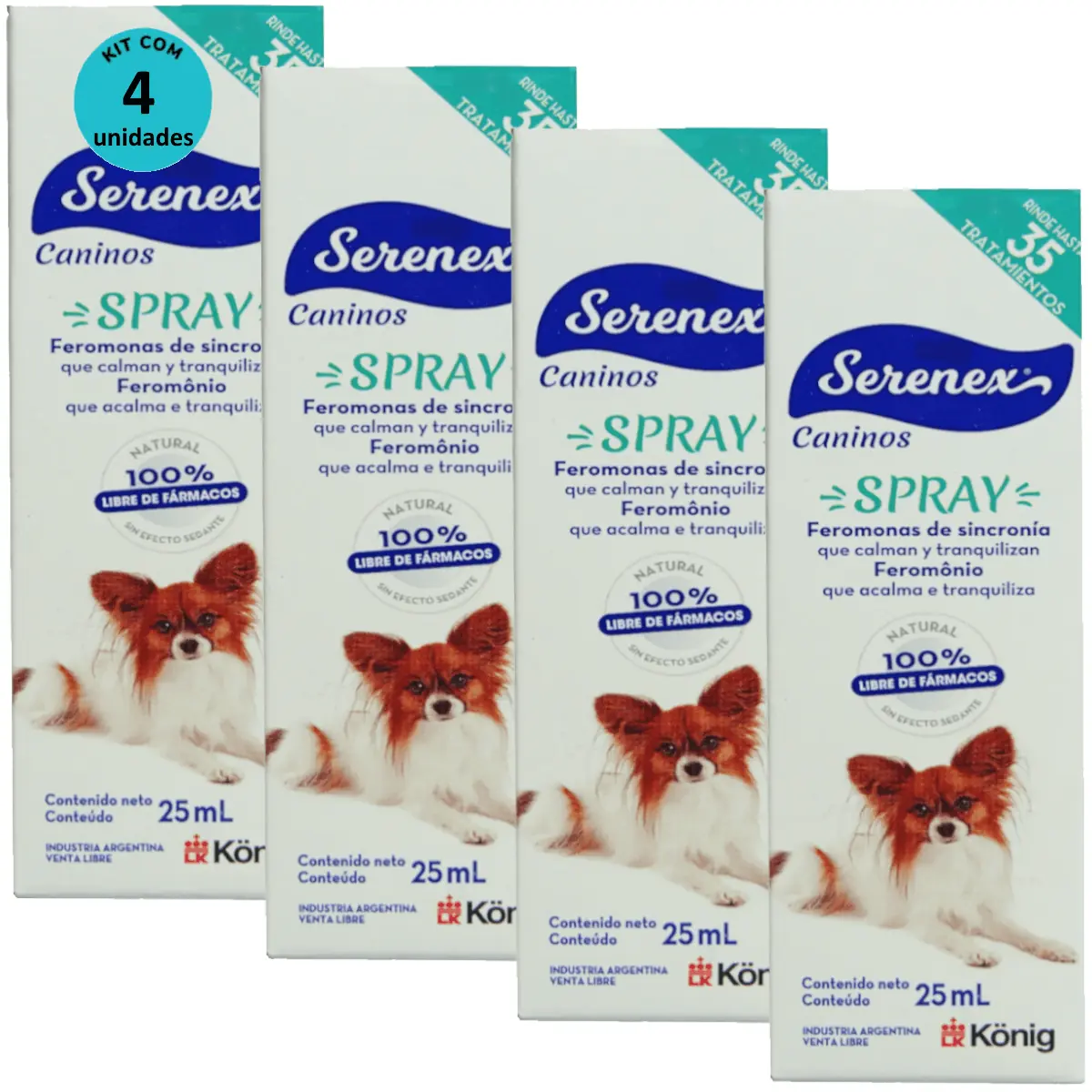 Serenex Spray 25ml Para Cães Kit Com 4 unidades
