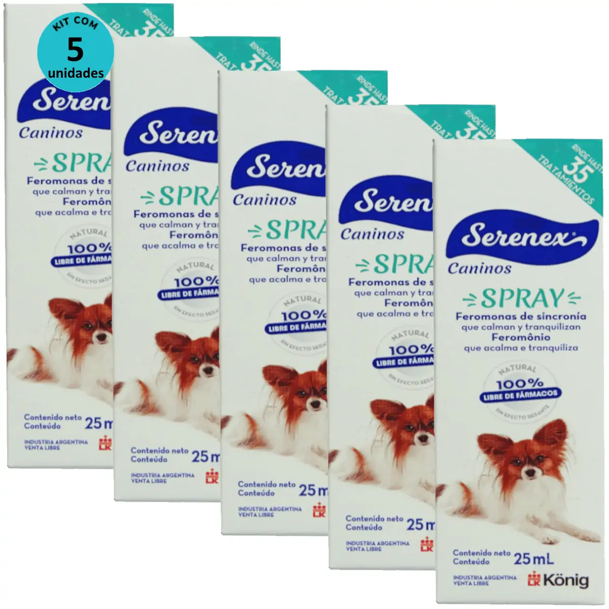 Serenex Spray 25ml Para Cães Kit Com 5 unidades