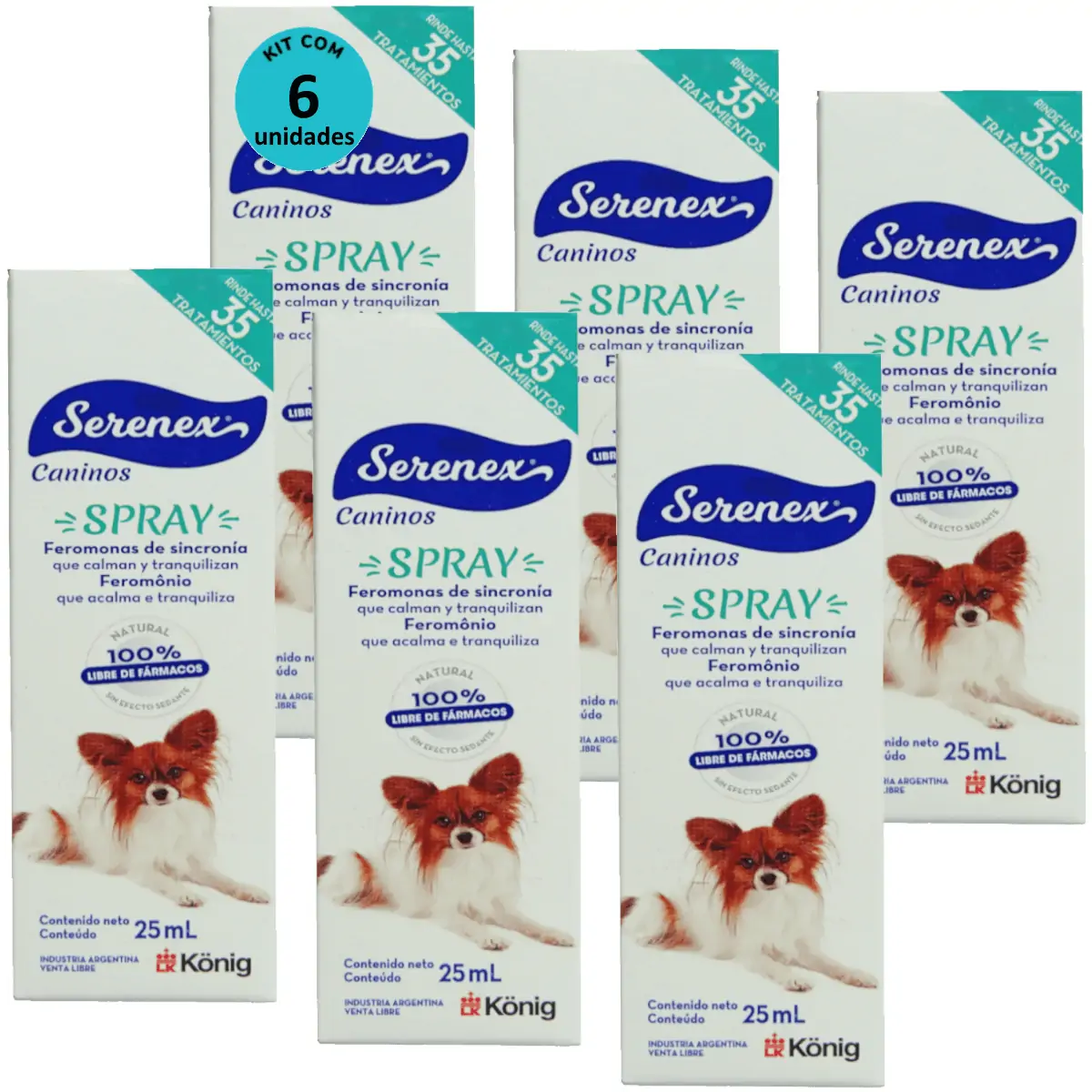 Serenex Spray 25ml Para Cães Kit Com 6 unidades