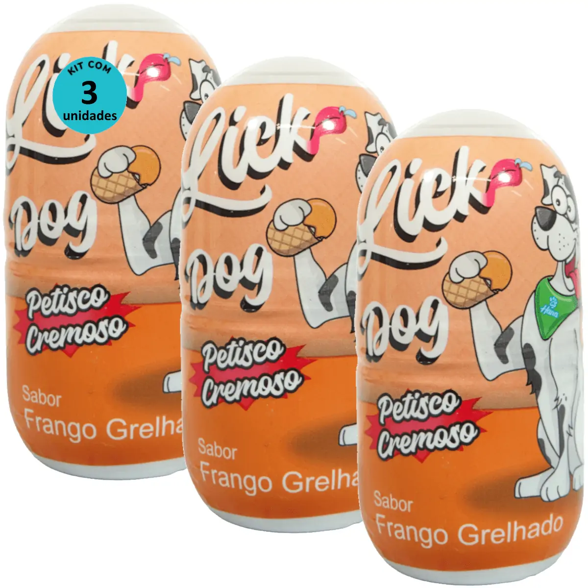 Hana Lick Dog Sabor Frango Grelhado 40g Petisco Cremoso Para Cães Kit 3 un
