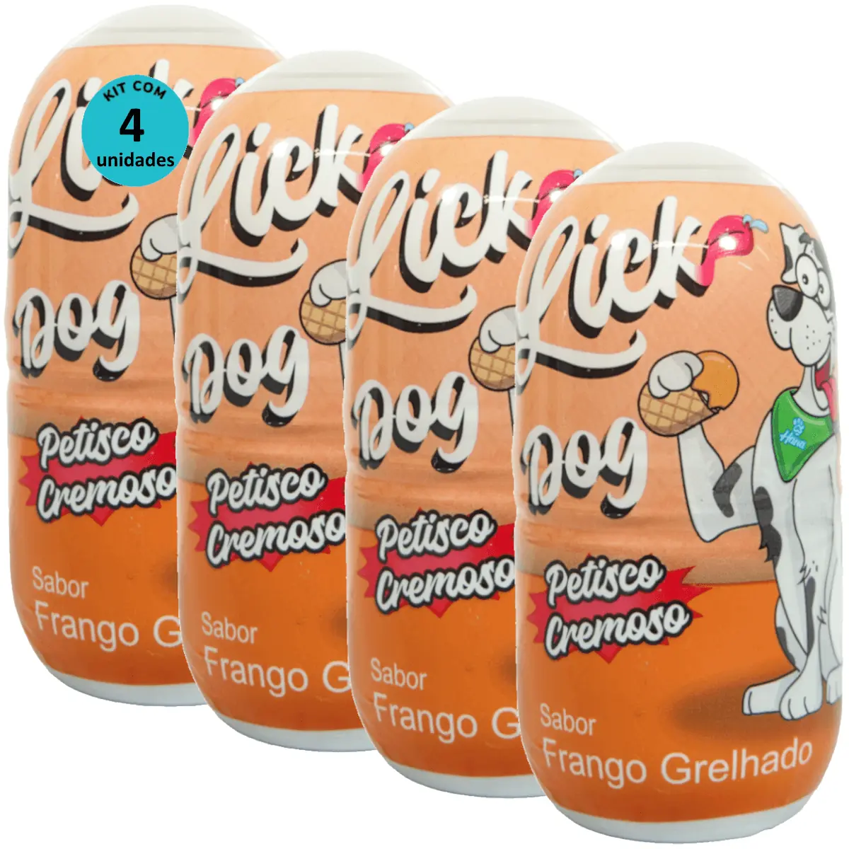 Hana Lick Dog Sabor Frango Grelhado 40g Petisco Cremoso Para Cães Kit 4 un