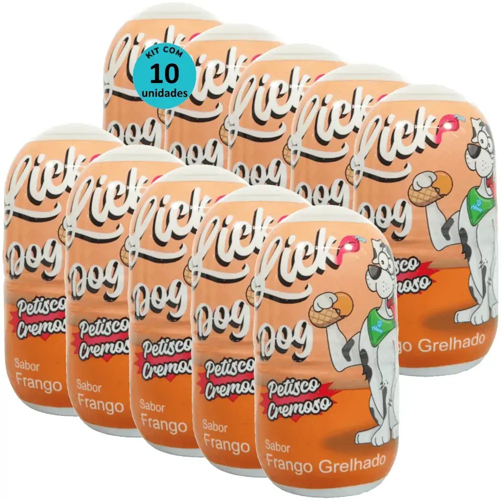 Hana Lick Dog Sabor Frango Grelhado 40g Petisco Cremoso Para Cães Kit 10 un