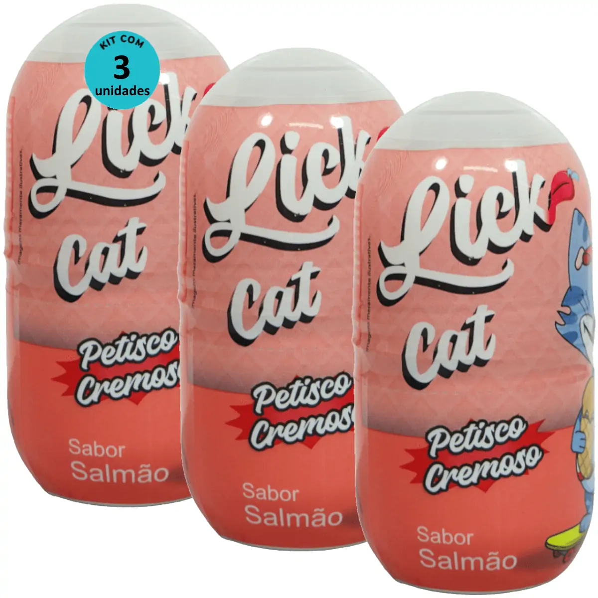 Hana Lick Cat Sabor Salmão 40g Petisco Cremoso Para Gatos Kit 3 un