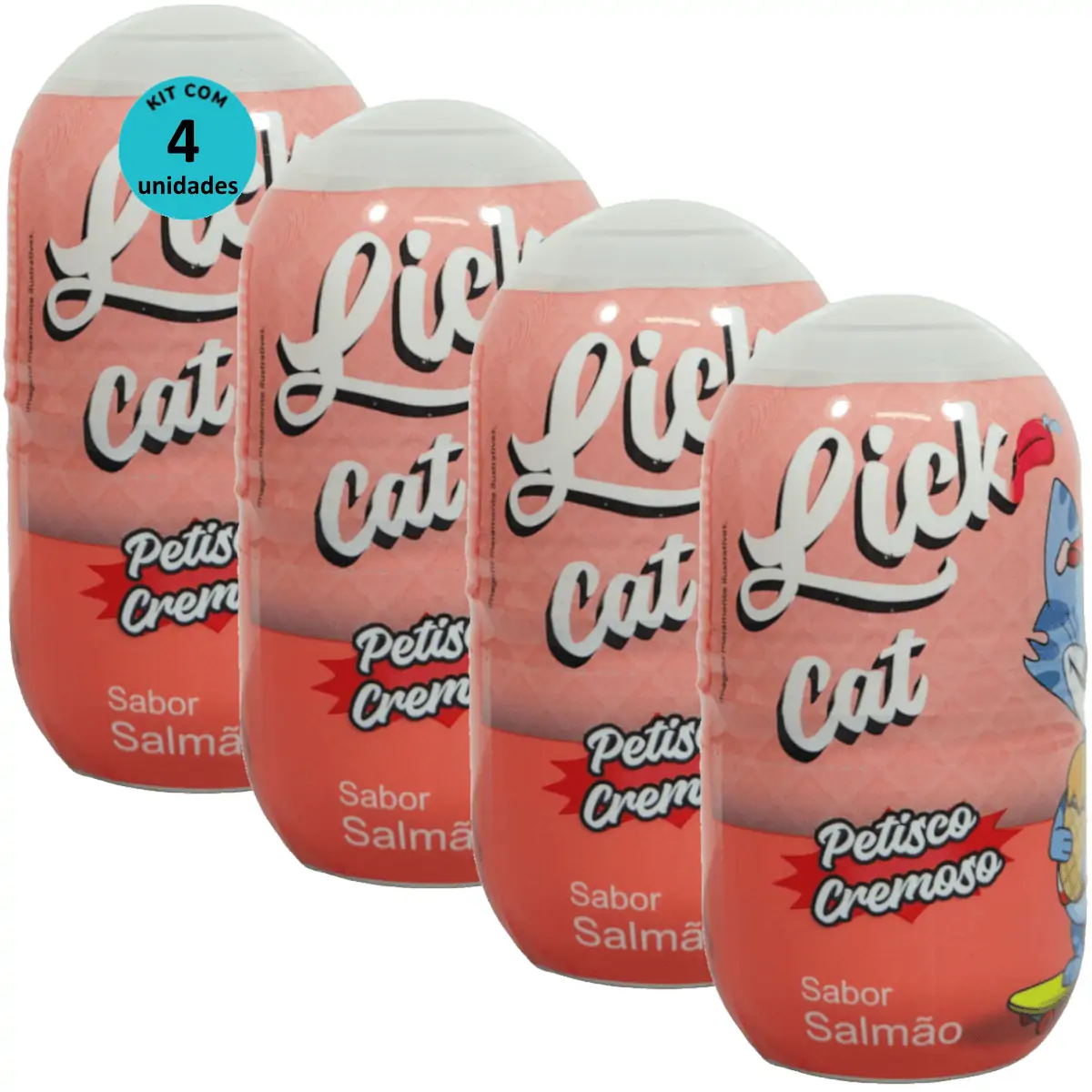 Hana Lick Cat Sabor Salmão 40g Petisco Cremoso Para Gatos Kit 4 un