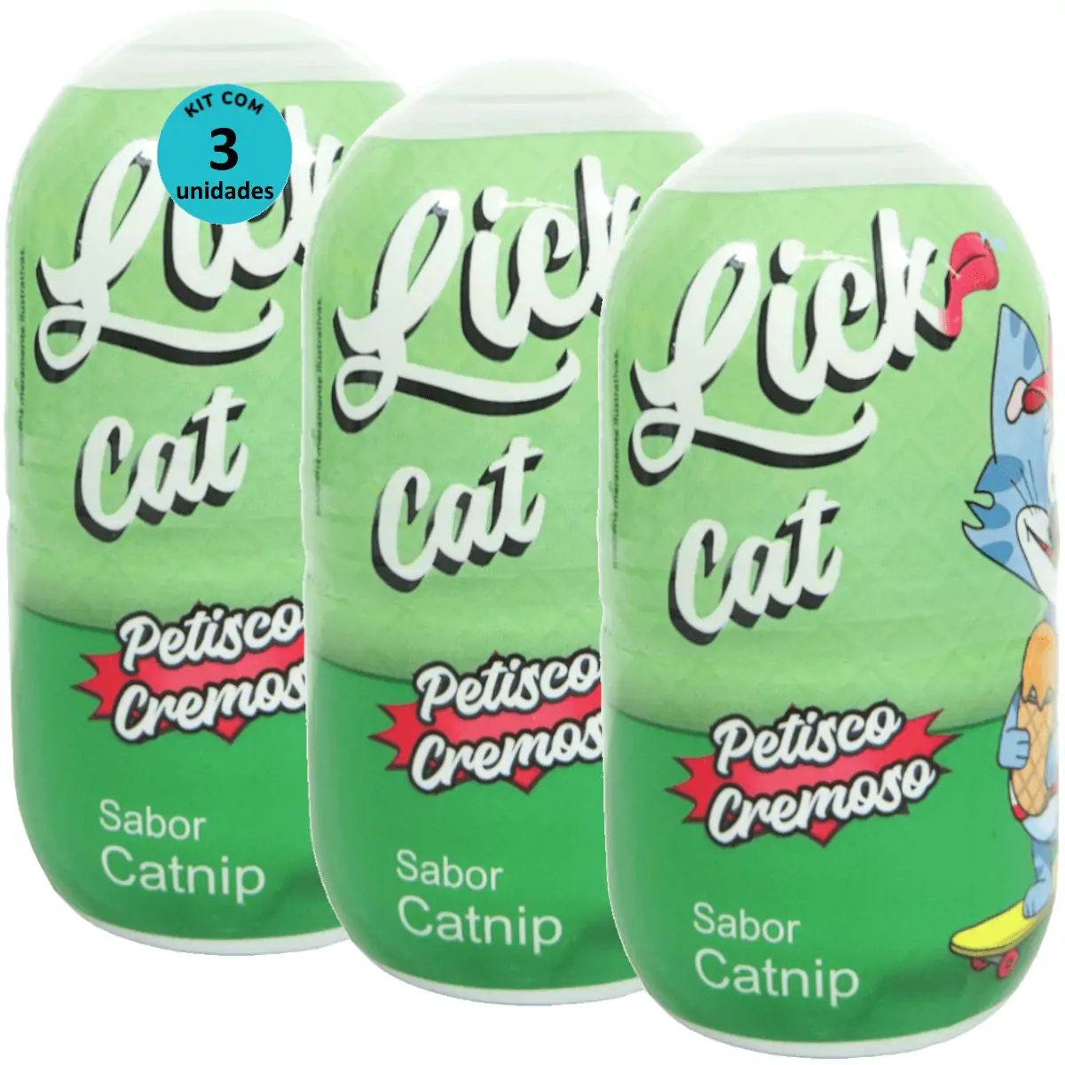 Hana Lick Cat Sabor Catnip 40g Petisco Cremoso Para Gatos Kit 3 un