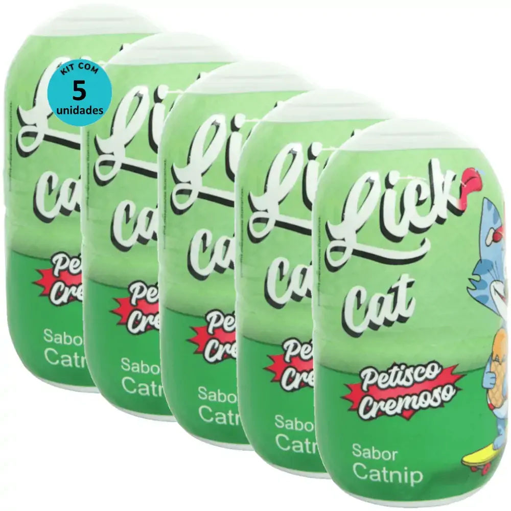 Hana Lick Cat Sabor Catnip 40g Petisco Cremoso Para Gatos Kit 5 un