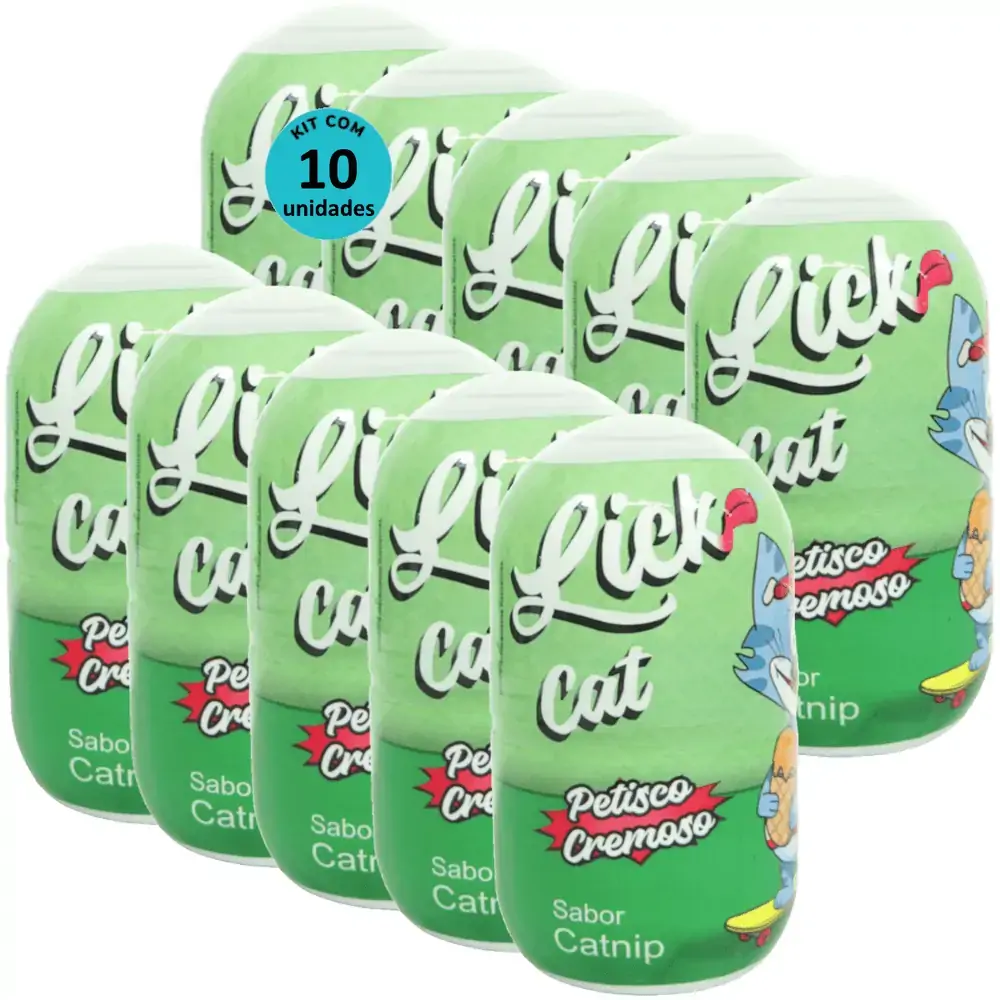 Hana Lick Cat Sabor Catnip 40g Petisco Cremoso Para Gatos Kit 10 un