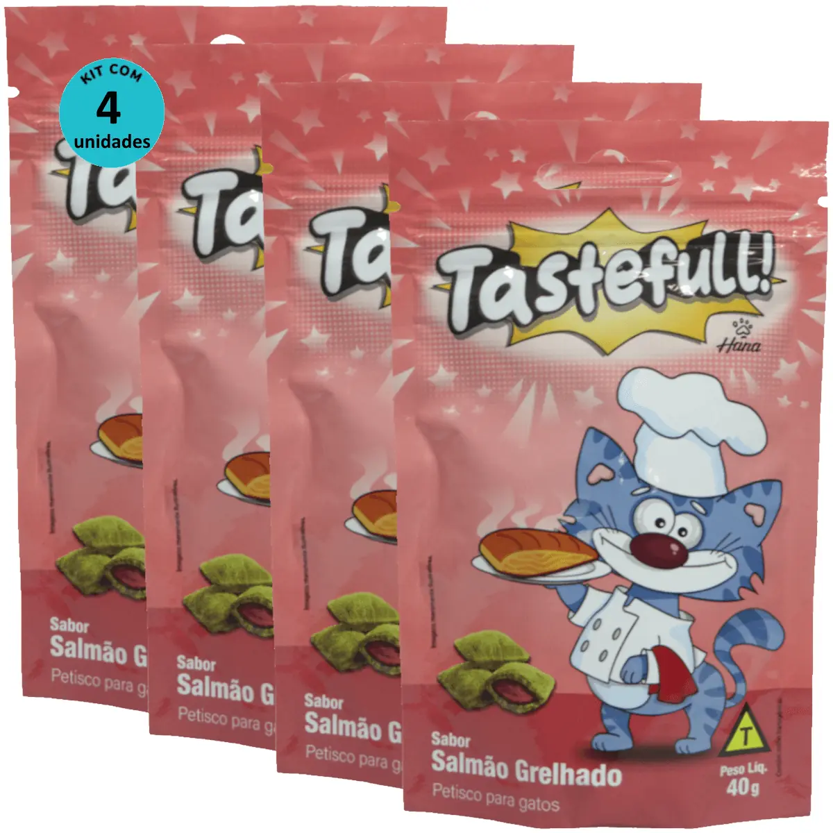Hana Tastefull Nuggets Para Gatos Salmão Grelhado 40g Kit 4 un