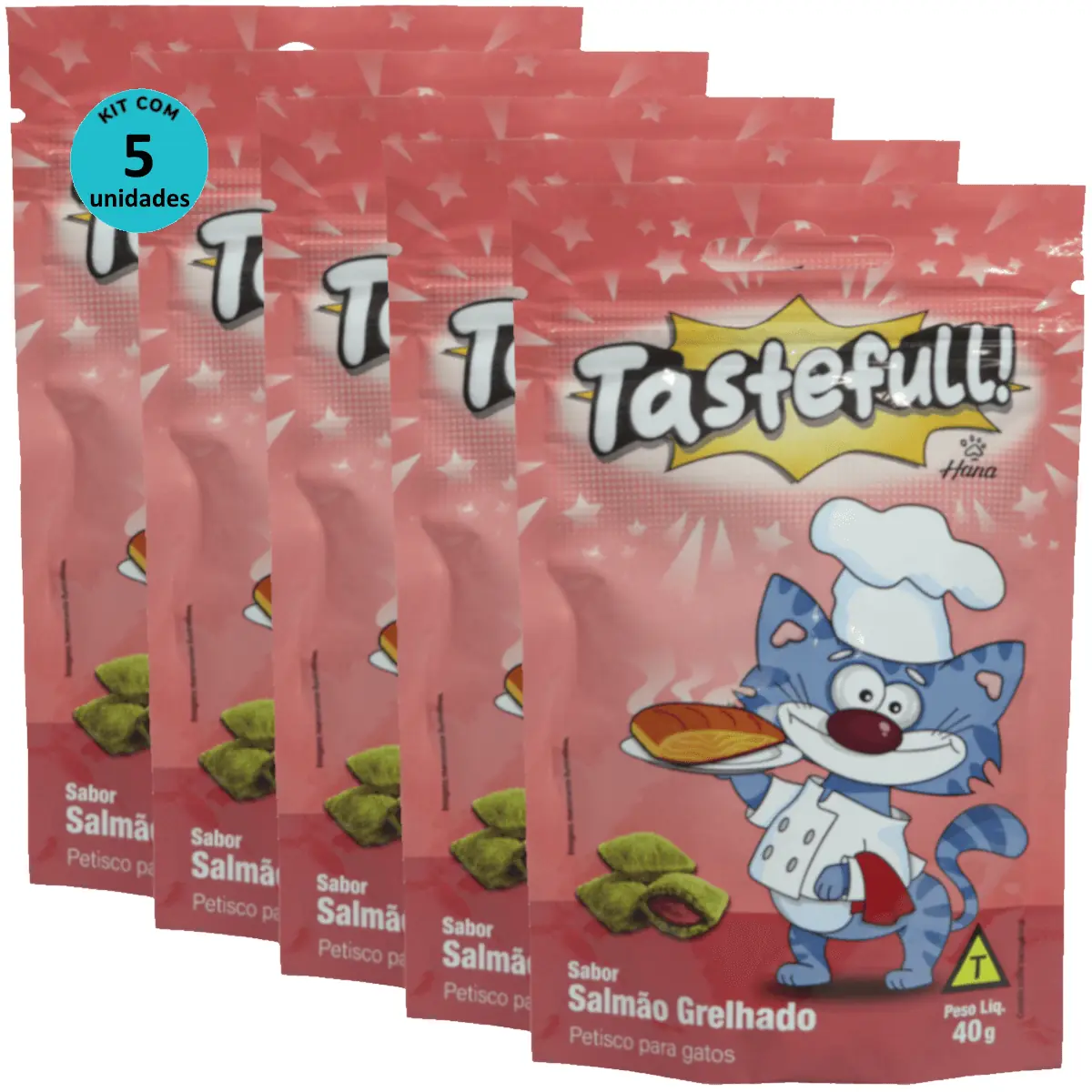 Hana Tastefull Nuggets Para Gatos Salmão Grelhado 40g Kit 5 un