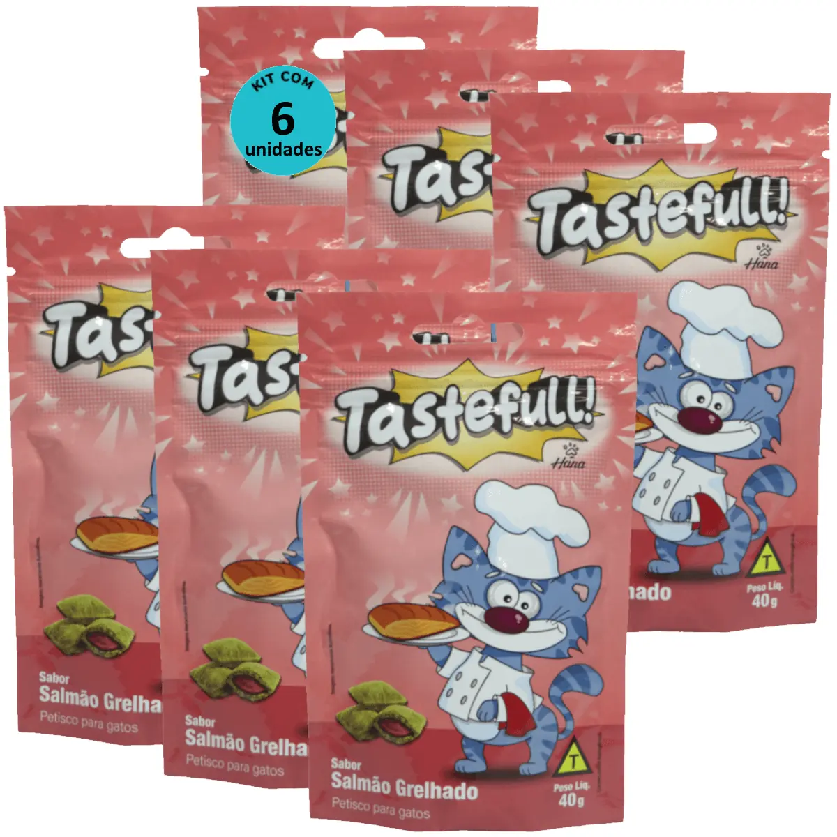Hana Tastefull Nuggets Para Gatos Salmão Grelhado 40g Kit 6 un