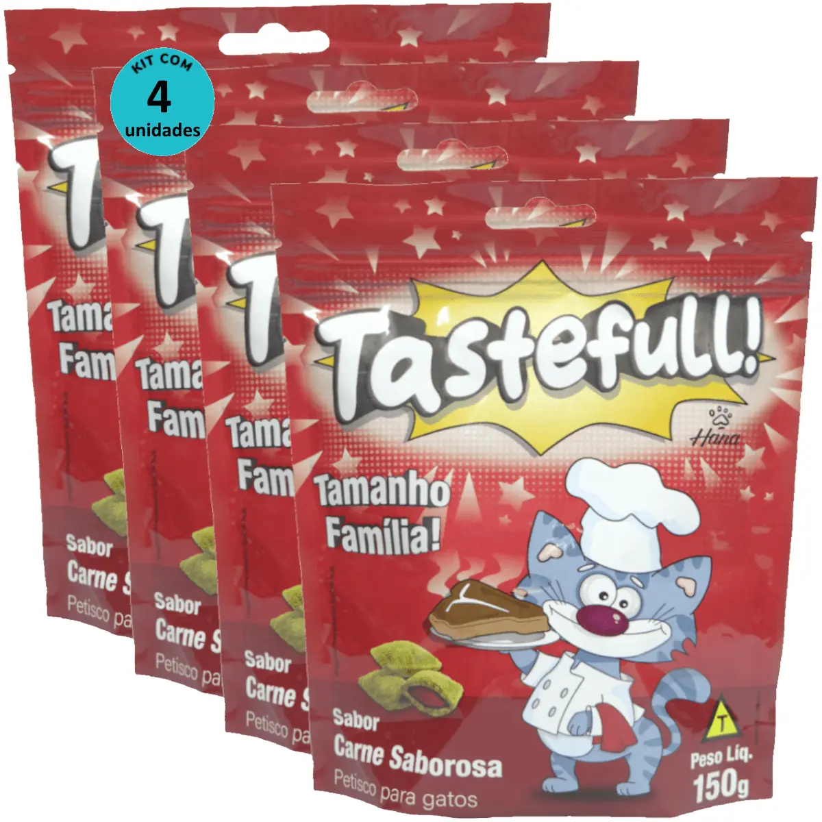 Hana Tastefull Nuggets Para Gatos Carne Saborosa 150g Kit 4 un