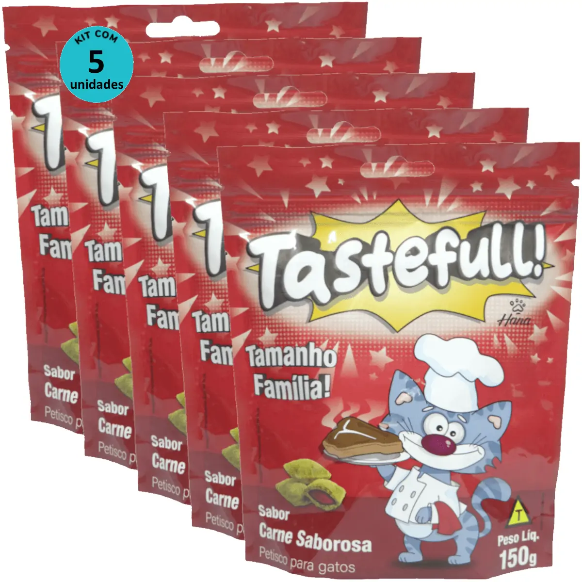 Hana Tastefull Nuggets Para Gatos Carne Saborosa 150g Kit 5 un