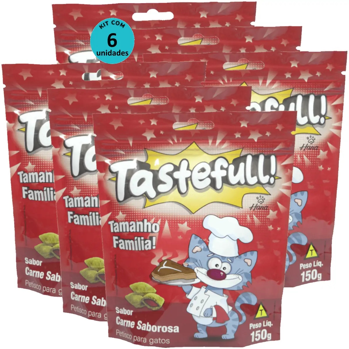 Hana Tastefull Nuggets Para Gatos Carne Saborosa 150g Kit 6 un