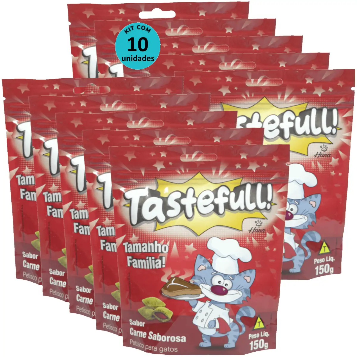Hana Tastefull Nuggets Para Gatos Carne Saborosa 150g Kit 10 un