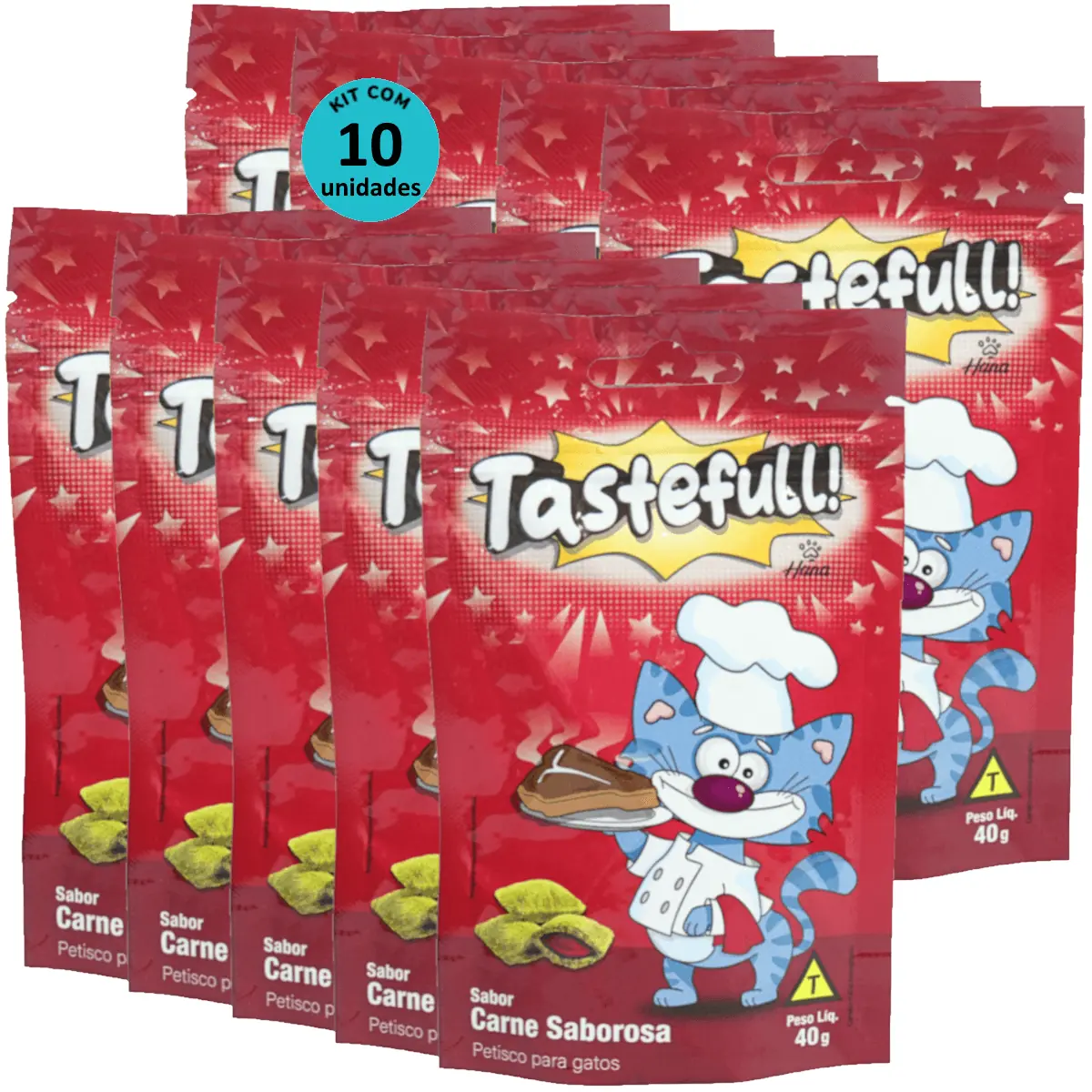 Hana Tastefull Nuggets Para Gatos Carne Saborosa 40g Kit 10 un