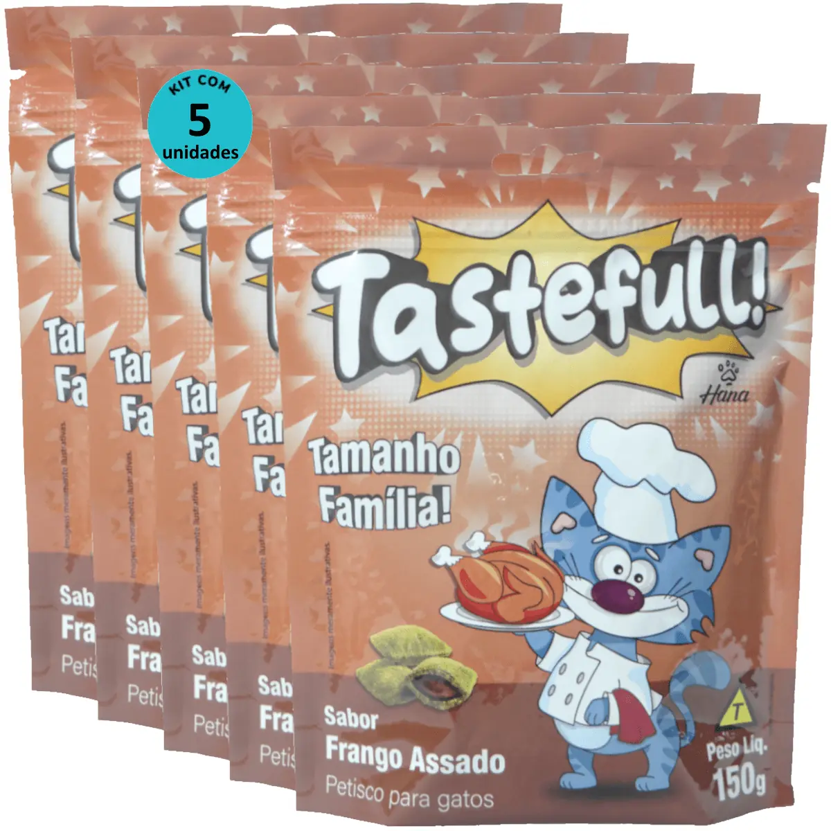 Hana Tastefull Nuggets Para Gatos Frango Assado 150g Kit 5 un