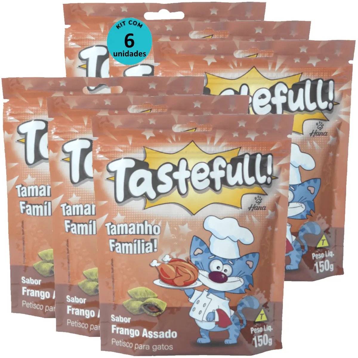 Hana Tastefull Nuggets Para Gatos Frango Assado 150g Kit 6 un