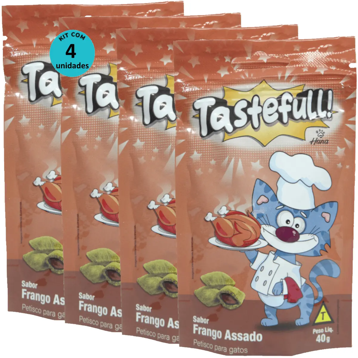 Hana Tastefull Nuggets Para Gatos Frango Assado 40g Kit 4 un