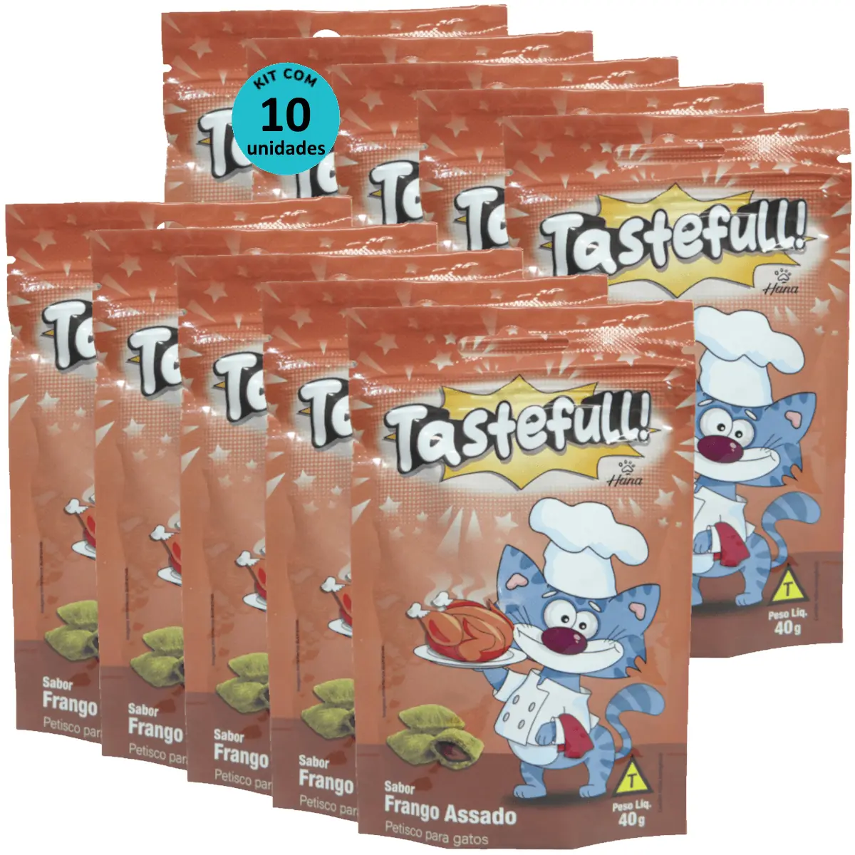 Hana Tastefull Nuggets Para Gatos Frango Assado 40g Kit 10 un