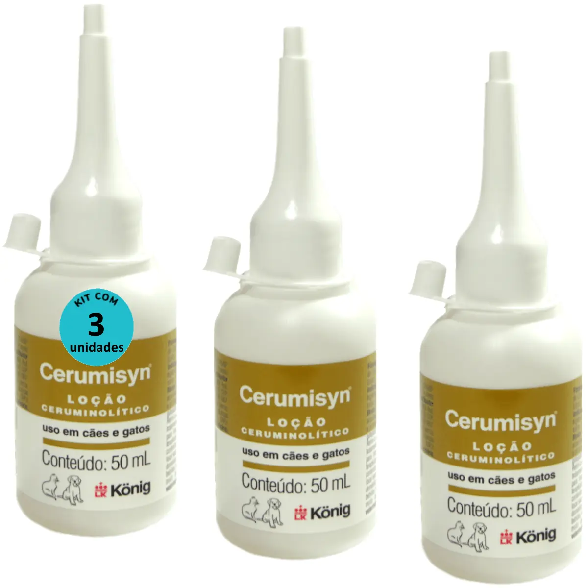 Cerumisyn 50ml Loção Ceruminolítico König Kit Com 3 unid