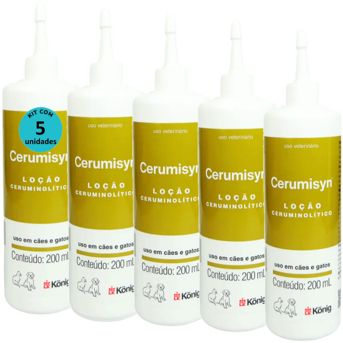 Cerumisyn 200ml Loção Ceruminolítico König Kit Com 5 unid