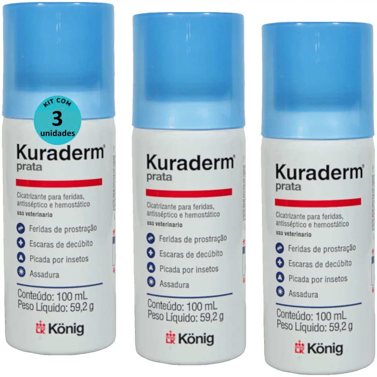 Kuraderm Prata König 100ml Kit Com 3 unidades